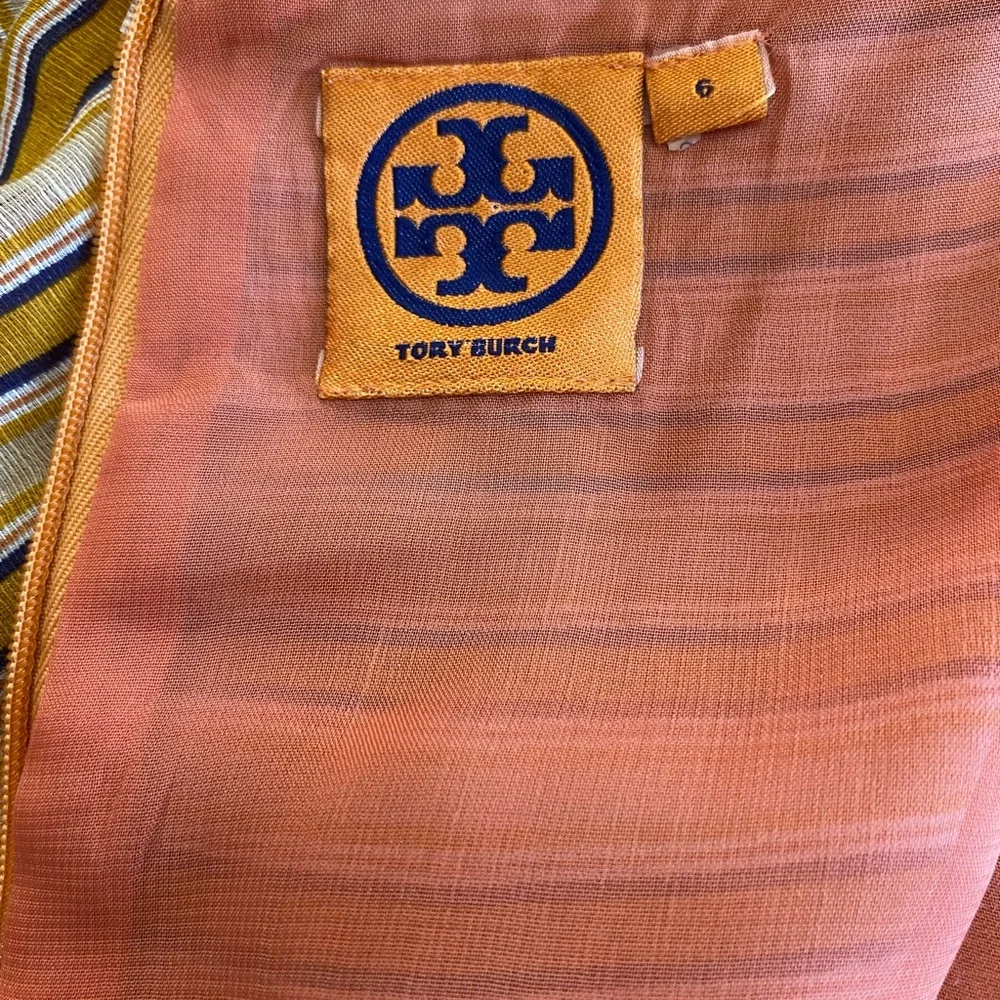 Tory Burch Striped Fit & Flare Midi Dress Short Sleeve Size 6